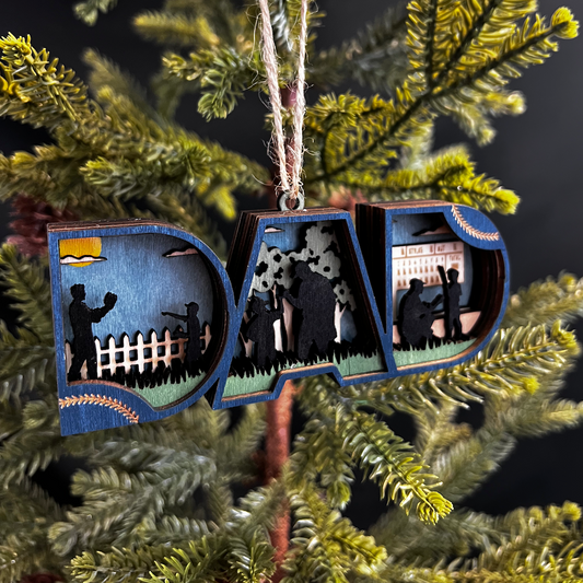 Baseball Dad Christmas Ornament | 3D Wooden Keepsake