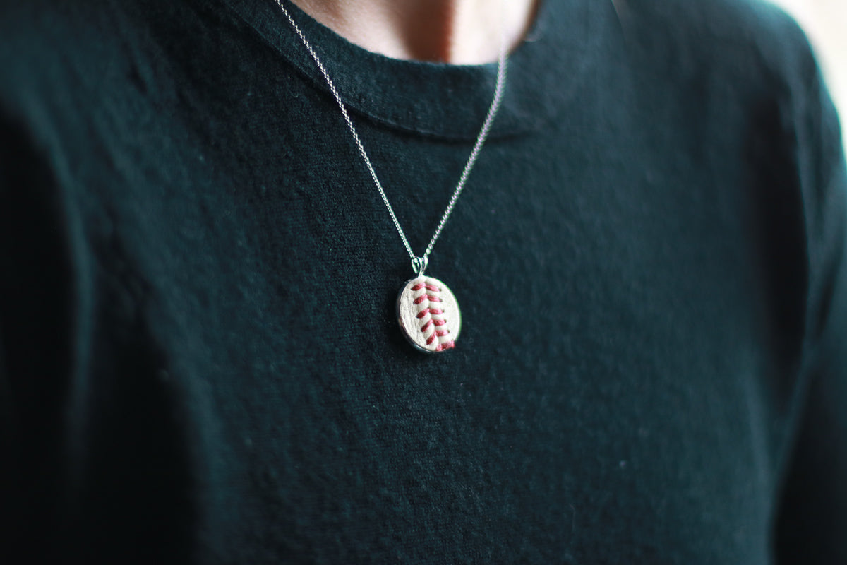 Baseball Seam Dainty Chain Pendant Necklace