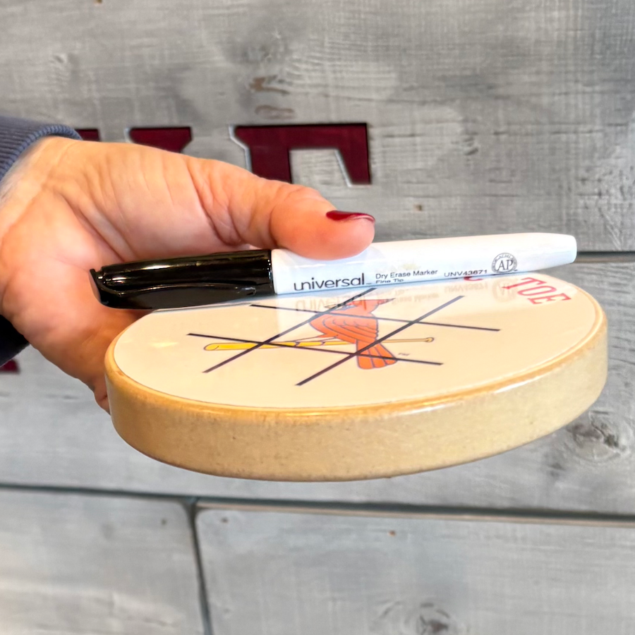 Detroit Tigers Portable Dry Erase Game Board - 6.5" Double-Sided Wooden Tic Tac Toe Travel Set with Marker & Bag