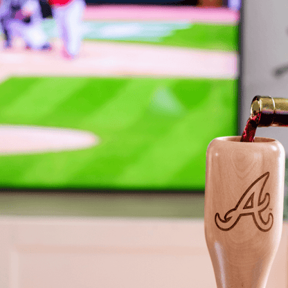 baseball bat wine glass Atlanta Braves game day pour