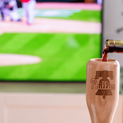 baseball bat wine glass Philadelphia Phillies game day pour