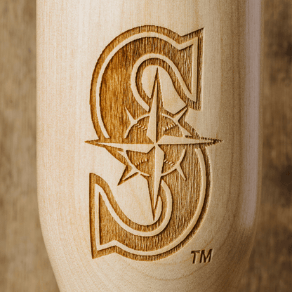 baseball bat wine glass Seattle Mariners S close up